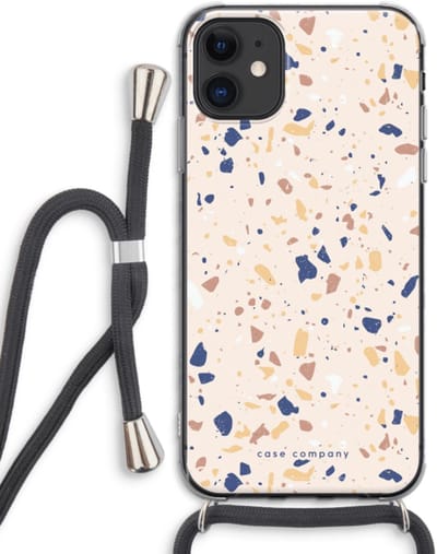 Case Company® - Hoesje met koord geschikt voor iPhone 11 hoesje met Koord - Terrazzo N°23 - Telefoonhoesje met Zwart Koord - Bescherming aan alle Kanten en Over de Schermrand
