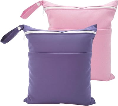 Herbruikbare Waterdichte Tas Set van 2, 14 x 12 Inch, Ideaal voor Zwemkleding, Handdoeken en Luiers, Met Rits en Handvat, Perfect voor Reizen en Gymactiviteiten