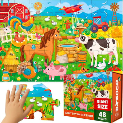 XXL Vloerpuzzel 48 Delen (60x90 cm) - Educatief Speelgoed Boerderij Thema voor Kinderen Vanaf 3 Jaar