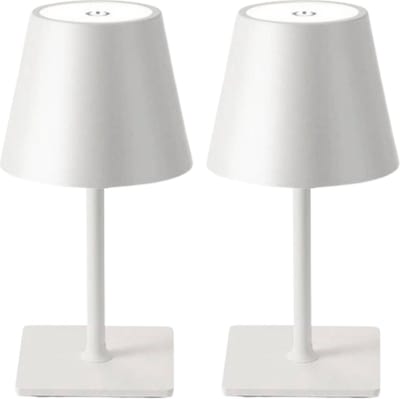 Tafellamp Oplaadbaar – 2 stuks - Draadloos en dimbaar – Touch lamp – 26 cm – Waterdicht - Wit