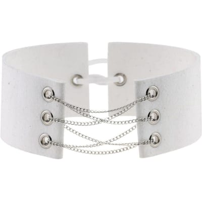 30 Couleurs Nouveau Choker Glamour en Velours Noir Chaîne Dorée/Argentée Collier Statement Sexy Chaîne à Maillons Chokers à Lacets Colliers gray