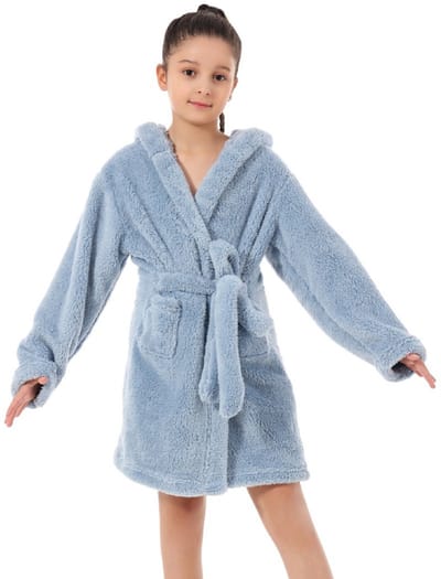 Kinderbadhanddoek van puur katoen, comfortabel; badjas voor meisjes; badjas voor jongens; met capuchon; superzacht en lichtgewicht; blauw; maat 100 (geschikt voor kinderen van 2-3 jaar).