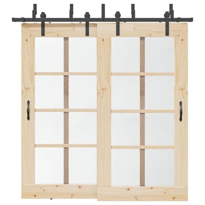 vidaXL - Doos - met - onderdelen - voor - schuifdeur - 213,5 - cm - staal - zwart
