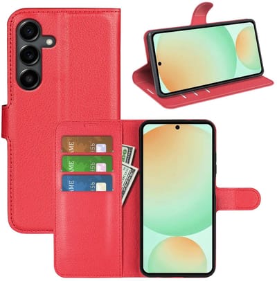 MobyDefend Hoesje - Geschikt voor Samsung Galaxy S25 FE - Kunstleren Wallet Book Case (Sluiting Voorkant) - Rood
