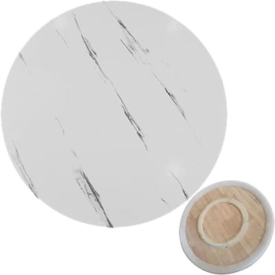 Roterend Tafelblad - Draaiplateau Keuken - Eetervaring Verbeteren - Soepel 360° Draaimechanisme - 80 cm Diameter - Witte Steen