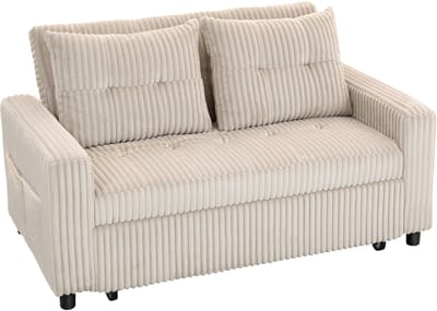 Slaapbank - Uitklapbaar - Slaapstoel - Logeerbed - Zetelbed - Slaapfauteuil - Vouwbed - 2 persoons - Zeer comfortabel - Crèmewit