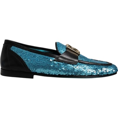 Dolce & Gabbana Blauwe Pailletten Instappers Feestelijke Schoenen