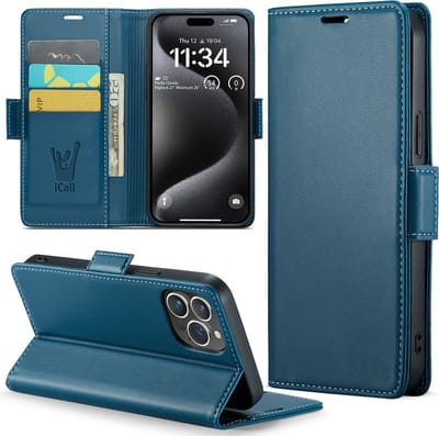 Hoesje geschikt voor iPhone 15 Pro - HyperCase Book Cover Kunstleer Blauw