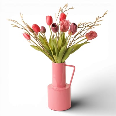 WinQ-Gebonden boeket met Tulpen en Parkiettulpen Mauve en roze-hoogte 4ocm