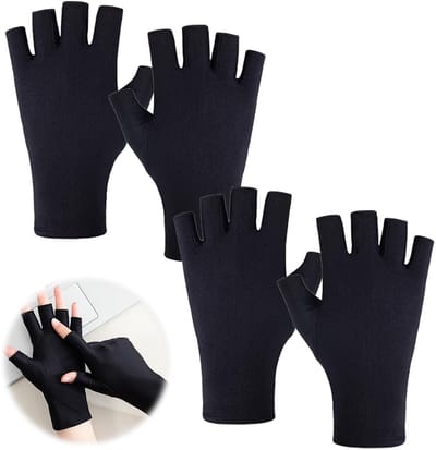 Dailygoods- UV-handschoenen UPF50+ bescherming - 2 paar - vingerloos - professioneel - voor nagellamp - comfortabel en rekbaar materiaal - Nagelhandschoenen