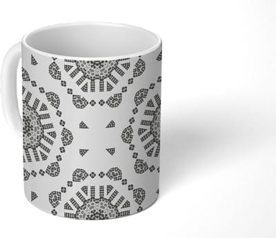 Mok - Koffiemok - Mandala - Patronen - Zwart Wit - Mokken - 350 ML - Beker - Koffiemokken - Theemok