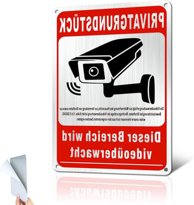 Waarschuwingsbord - Camerabewaking - Terrein Beveiligen - Weerbestendig Aluminium - 15x22cm - Zilver
