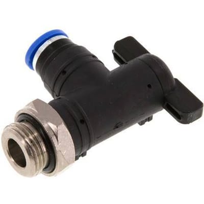 8 mm - G3/8'' Kunststof/Messing L-stuk 2-Weg Kogelkraan