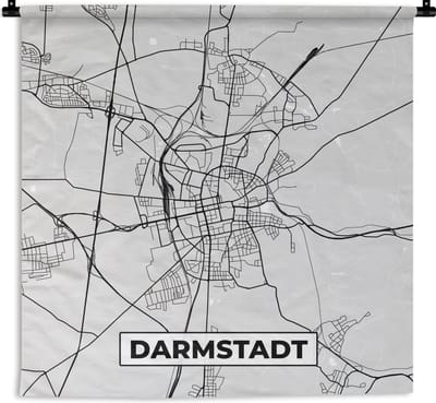 Wandkleed - Wanddoek - Plattegrond - Duitsland - Darmstadt - Kaart - Stadskaart - 180x180 cm - Wandtapijt