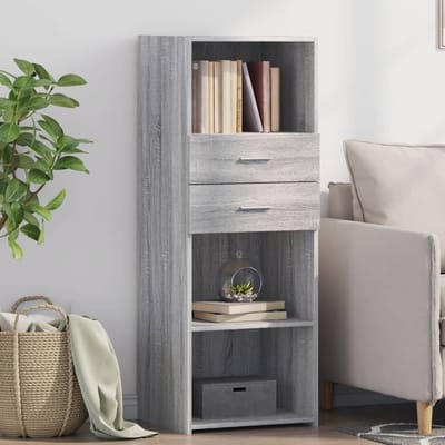 vidaXL - Hoge - kast - 45x42,5x124 - cm - bewerkt - hout - grijs - sonoma - eikenkleurig