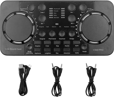 carmdering - Soundkaart - Audio Mixer - Geluidskaart Met Bluetooth 4.0 - Intelligent Ruisonderdrukking - Dubbele Telefoonverbinding - ABS Kunststof - Draadloze Mobiliteit Voor Onderweg - Ideaal Voor Live Streaming En Podcasts - 1 Stuk