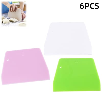 6 stuks-Deegschraper - schraper - deegsnijder - bakgereedschap - keukenaccessoires - geschikt voor pizza, desserts, taarten bakken, brood maken - wit - roze - groen - 13*9 cm