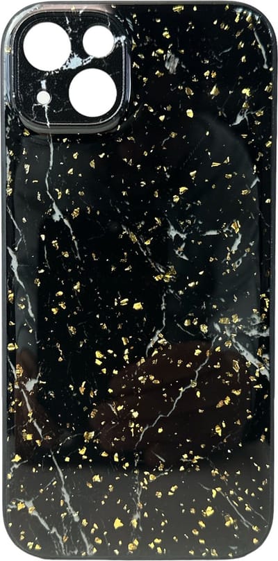 Silicone Hoesje Print - Backcover - Geschikt voor Apple iPhone 15 Plus - Marmer Zwart
