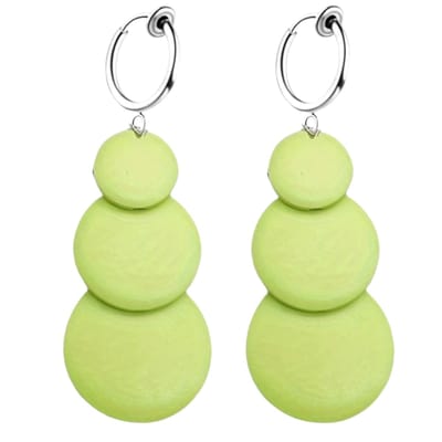 Klem oorbellen -Limoengroen -hout -Pixi- geen gaatje- Lang- Charme Bijoux