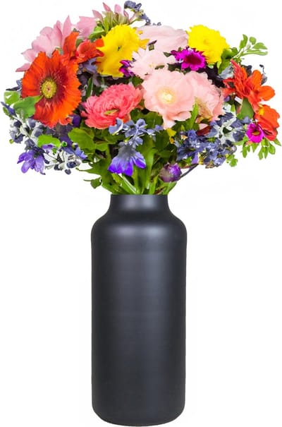 Bela Arte Bloemenvaas Milan - mat zwart glas - 15 x 35 cm - melkbus vaas met smalle hals