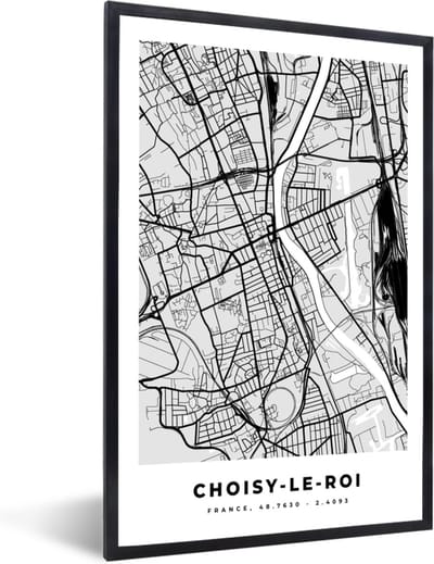 Fotolijst incl. Poster - Choisy-le-Roi - Plattegrond - Frankrijk - Kaart - Stadskaart - 40x60 cm - Posterlijst