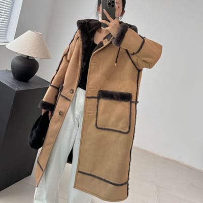 Manteau Sherpa décontracté en fourrure pour femme, manteau étranger mi-long à la mode, en fourrure écologique, automne et hiver one size brown
