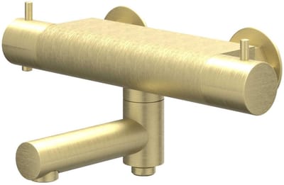 IVY Bond Badthermostaatkraan opbouw met wegdraaibare baduitloop met omstel cooltouch Geborsteld mat goud PVD