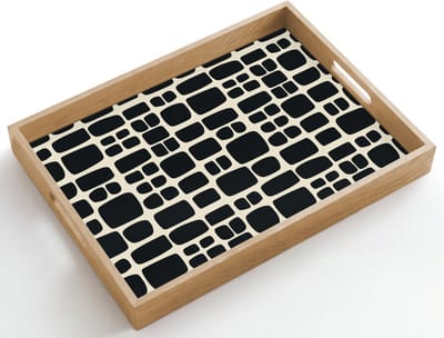 Dienblad hout 50x35 cm - Schootdienblad - Modern - Organisch - Zwart - Borrelplank rechthoek - Plateau dienbladen