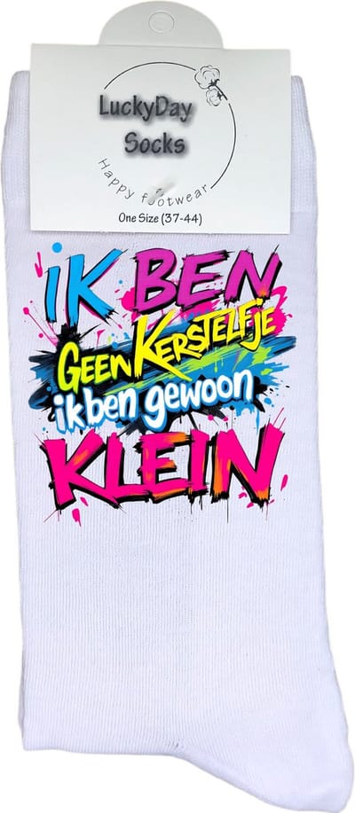 LuckyDay Socks - Grappige Kerst Cadeaus voor Dames en Heren - One Size Sokken met Tekst - Huissokken - Kerstsokken - Geschenk Vrouwen, Mannen , Moeder, Mama, Papa, Vader, Vriend, Vriendin, Zus, Broer, Oma, Opa - Originele Cadeautjes Volwassenen