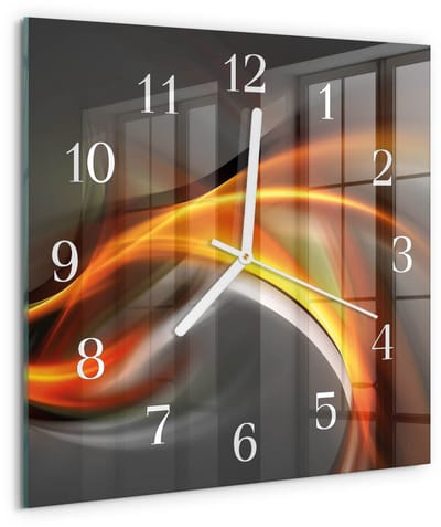 Tulup Wandklok - Abstractie Glazen Klok Met Print - 30x30 cm - Veelkleurig Moderne Glazen Wandklok - Witte Handen - Vierkante Wandklok - Glazen Wandklok Design - Klok Glas Met Opdruk