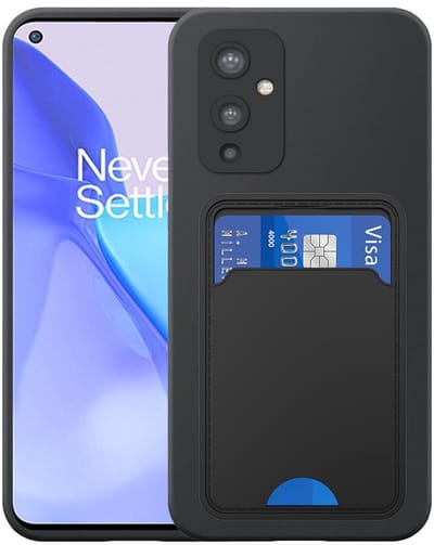 Geschikt voor OnePlus 9 Telefoonhoesje met TPU Pasjeshouder - Flexible Back Cover Case Siliconen TPU with Cardslot - Zwart - Smartphonica geschikt voor OnePlus 9