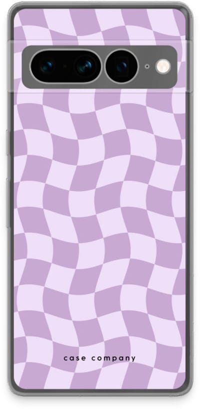 Case Company® - Hoesje geschikt voor Google Pixel 7 Pro hoesje - Grid Paars - Soft Cover Telefoonhoesje - Bescherming aan alle Kanten en Schermrand