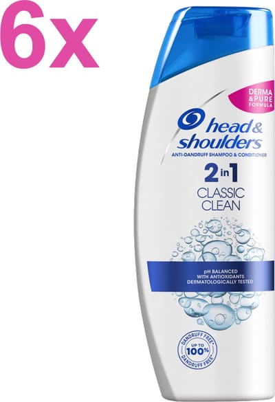 Head & Shoulders - Classic Clean 2in1 - Anti-Roos Shampoo & Haarbalsem - 6x 360 ml - Voordeelverpakking