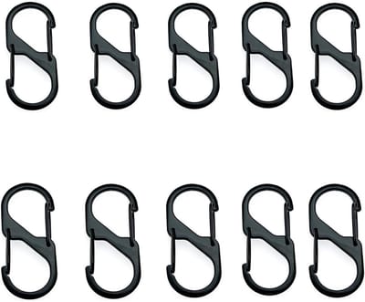 10 stuks S kleine karabijnhaak sleutelhanger clip, opening sleutelhanger clip S ring vergrendeling karabijnhaak dubbele clips haak voor outdoor wandelen vissen kamperen reizen