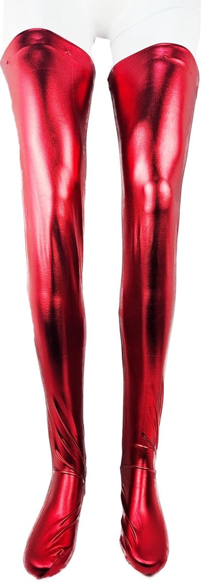 BamBella® - Hoge Kousen - Onesize - Rood Shiny Wetlook - Sexy Kniekousen van Super Glans Dames sokken