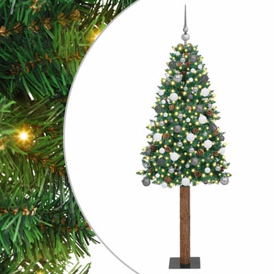 vidaXL Slanke Kerstboom Groen 210 cm PVC en massief dennenhout