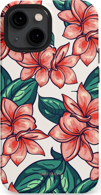 Casetastic hoesje geschikt voor Apple iPhone 13 mini - MagSafe - Dubbellaagse bescherming - Bloemenparadijs - Fashion Case - Petrol Koraal Perzik Wit