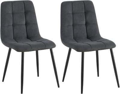 CLP Tilde Set van 2 eetkamerstoelen - Zonder armleuning - Industrieel - Ribstof/zwart
