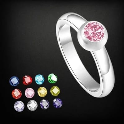 Aramat Jewels | Ringen | Stalen Ring met Verwisselbare Zirkonia – RVS | 16 | |5mm | Staal | Volwassenen | Verkleurd niet