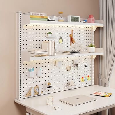 Bureau Opbergrek - Desktop Organizer - Thuiswerkplek Inrichten - Klembevestiging Zonder Boren - 60x95cm - Wit