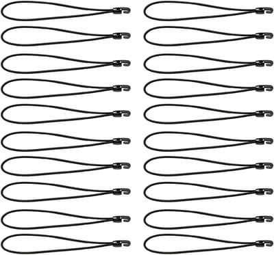 Spanbanden met haken - Elastische koorden - Spullen vastzetten - Weerbestendig ontwerp - 20 stuks 10 cm - Zwart