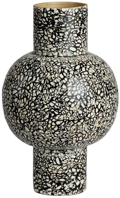 Light & Living Vaas Girona - Zwart - Ø24x38cm - Bamboe - Modern - Bloemenvaas - Woondecoratie - Decoratieve vaas voor woonkamer of slaapkamer