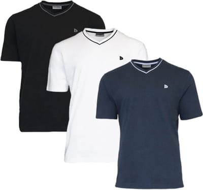 3-Pack Donnay - T-shirt (Jason) - Sportshirt - V- Hals shirt - Heren - Black/White/Navy (266) - maat S
