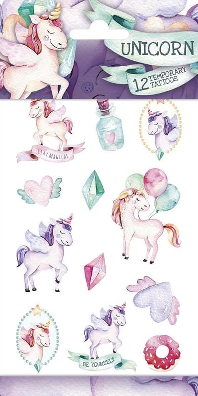 Funny Products Kindertattoos Unicorn 2 Junior Papier 12 Stuks