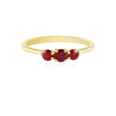Cavill - Zilveren ring verguld met Tanzania robijn 0 37 ct - 925 Sterling Zilver - Ronde briljant geslepen - Elegant rood sieraad maat 17 18 19
