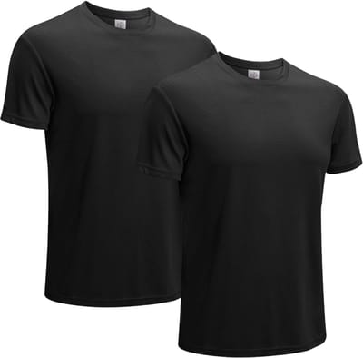 MEETYOO 2 Artikelen Mannen Sportshirt - Sportkleding voor Heren - Hardloop Shirt Hardloopshirt Korte Mouwen Short Sleeve Tee Heren Sportshirt-Zwart-XL
