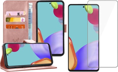 Hoesje geschikt voor Samsung Galaxy A52s - Screenprotector - Book Case Kunstleer Wallet - Roségoud