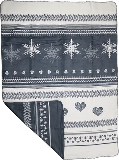 plaid sneeuw harten grijs 130x180cm*