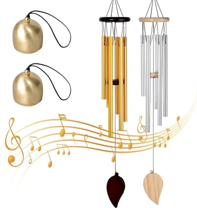 Hanging Wind Chimes Set van 2 met 6 Tubes en Belletjes voor Tuin, Buiten Decoratie en Cadeaus