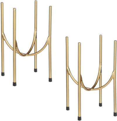 Mica Decorations - bloempot plantenstandaard/verhoger - goud - 2x stuks - H32 x D21 cm